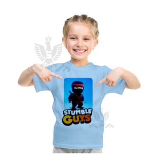 Camisa Camiseta Azul Stumble Guys Ninja Higure Desenho Infantil Jogo