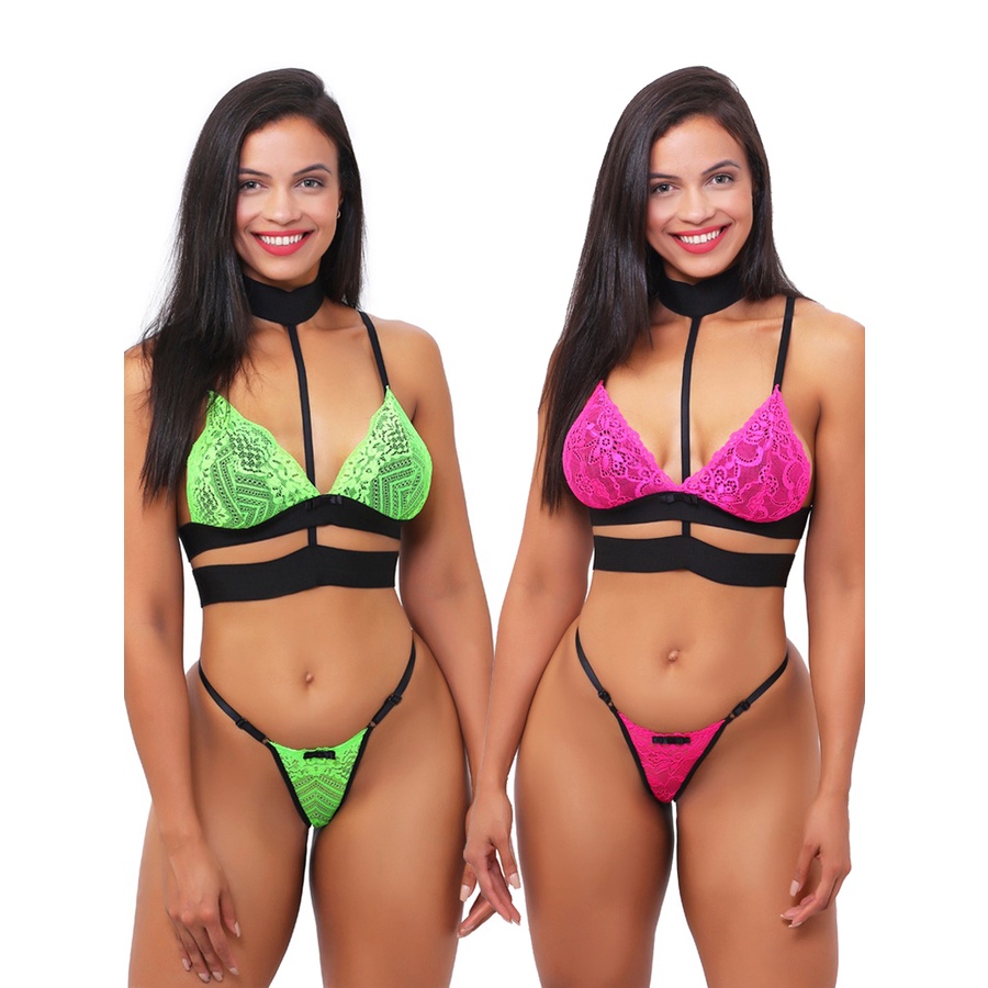 CONJUNTO VIDA STORE LINGERIE KIT 2 SUTIAN E CALCINHA FIO