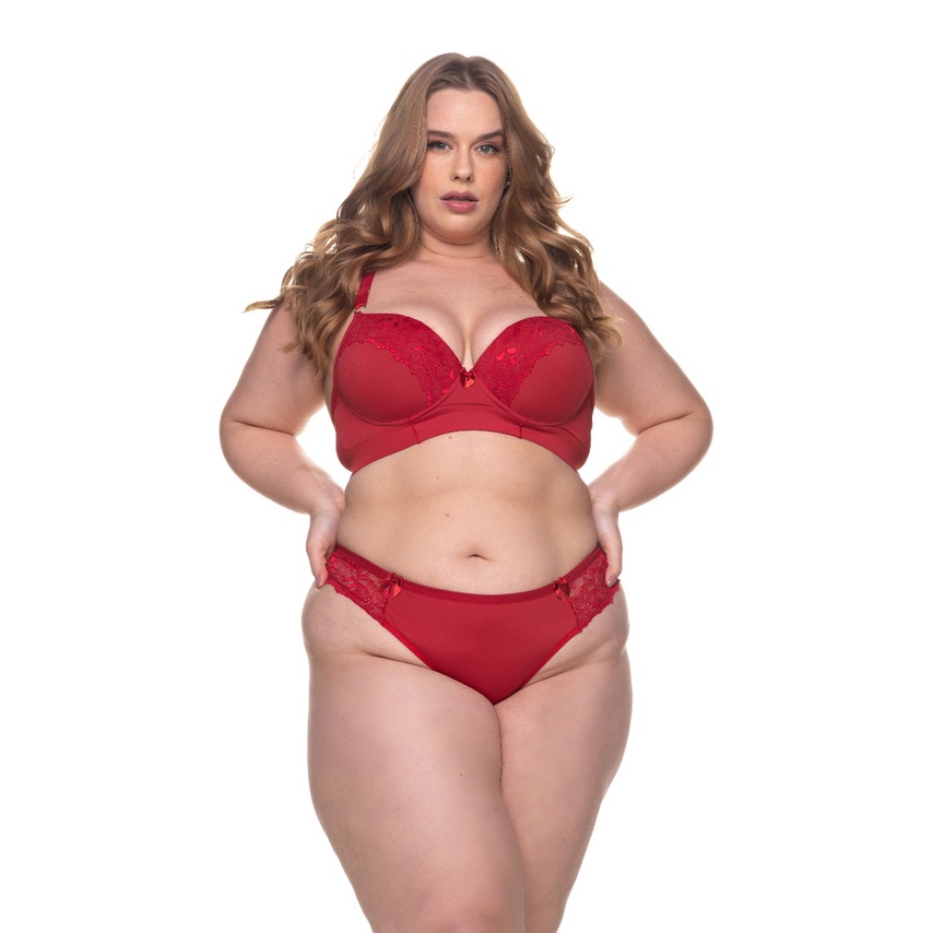 Kit Conjunto Plus Size Lingerie Fio Dental Duplo Renda Suti