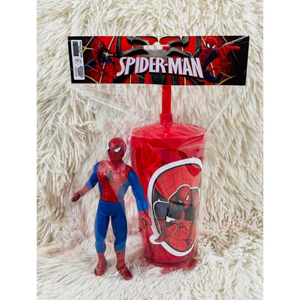 Copo Homen Aranha 500ml Boneco Canudo Super Heroi Spaider Man