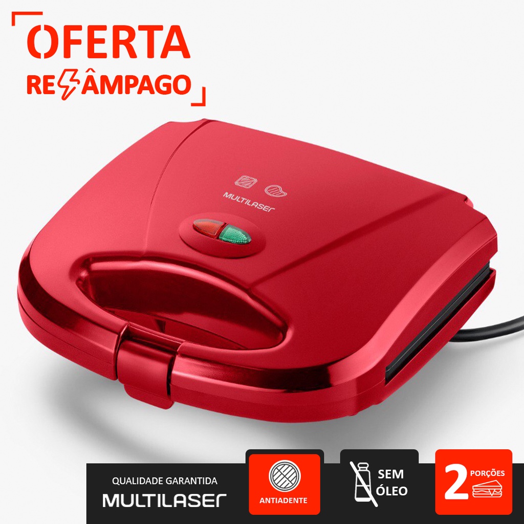 Sanduicheira Misteira E Grill Vermelho Multilaser Antiaderente W