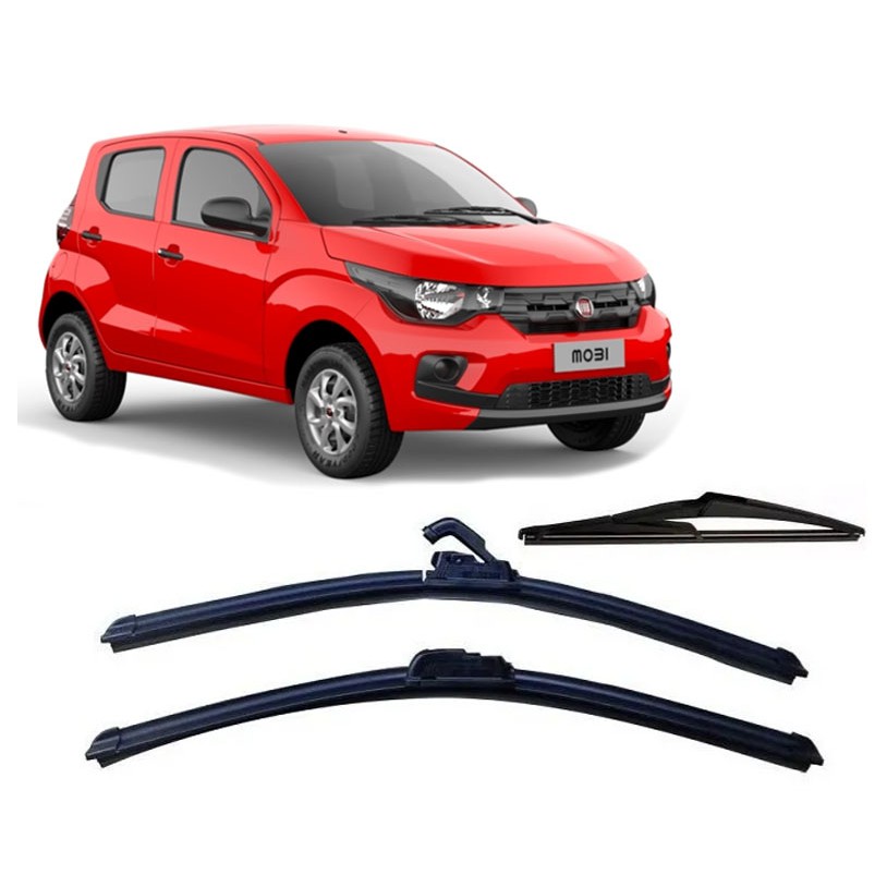 Kit 3 Palhetas Limpador De Parabrisa Dianteiro Traseiro Fiat Ano Mobi