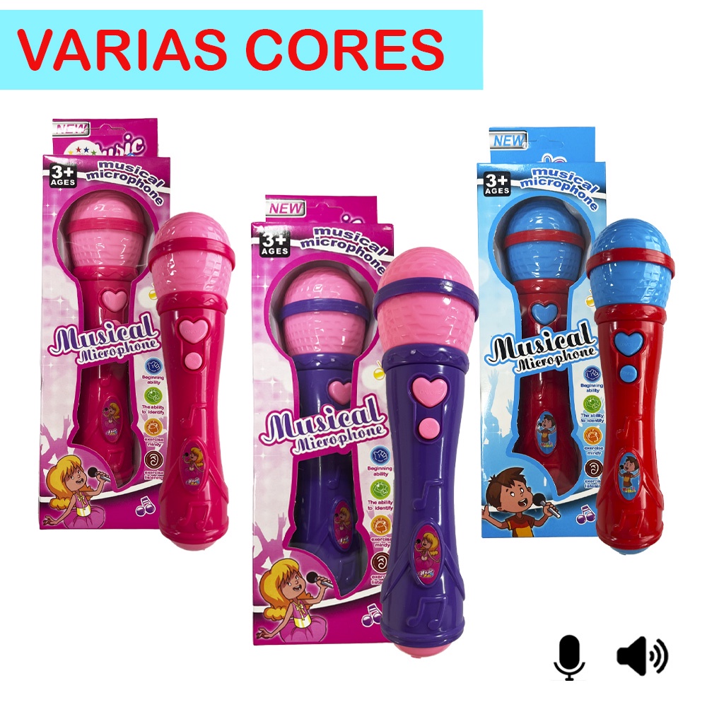 Microfone Infantil Sai Voz De Verdade Toca Musica Brinquedo Shopee Brasil