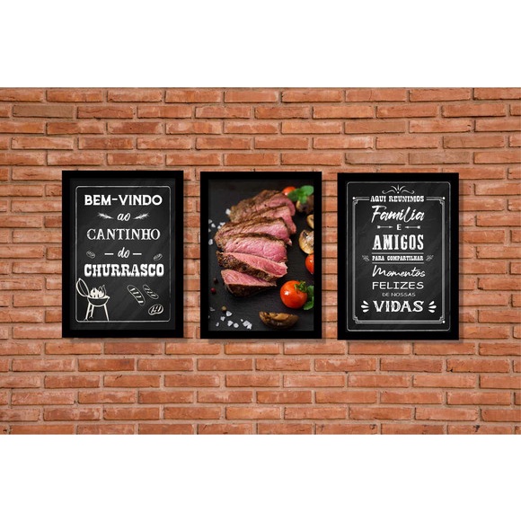 Kit Quadro Decorativo Pe As Cantinho Do Churrasco Area Gourmet Lazer