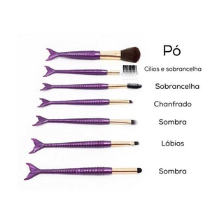 Kit Pinceis De Maquiagem Cabo De Sereia Roxo Meily S Shopee