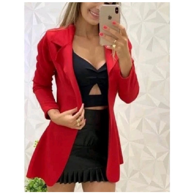 Max Blazer Sobretudo Femenino Acinturado Neoprene Shopee Brasil