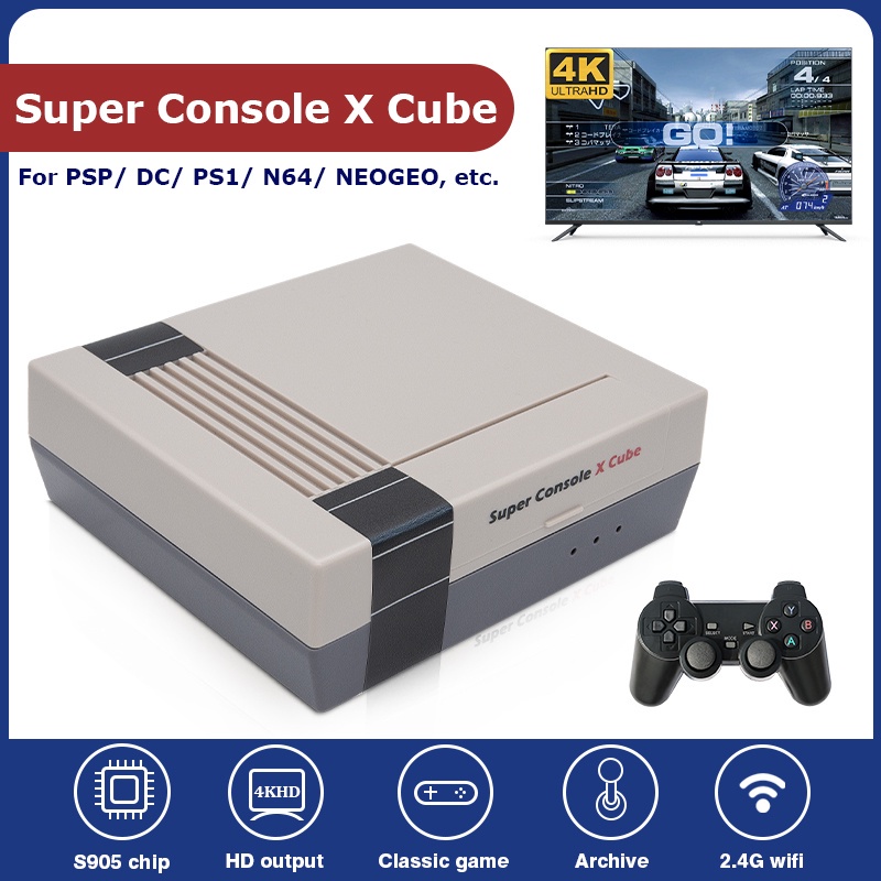 Super Console X Cubo Clássico Game Console Com 2.4g Sem Fio Joystick 50000 Jogos De Vídeo Para Psp / Ps1 / Nes / N64 / Nds