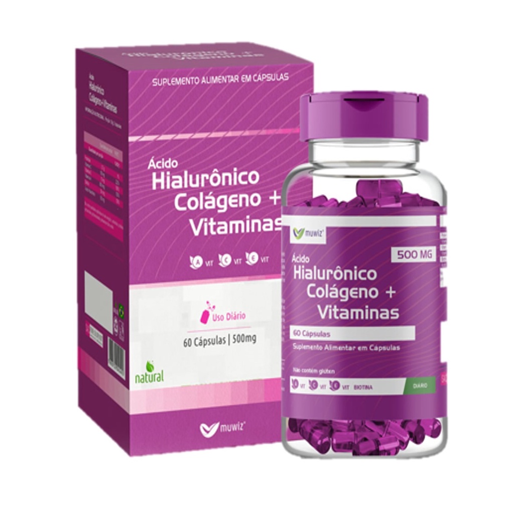 Ácido hialurônico colágeno hidrolisado Biotina Vitamina A C e E