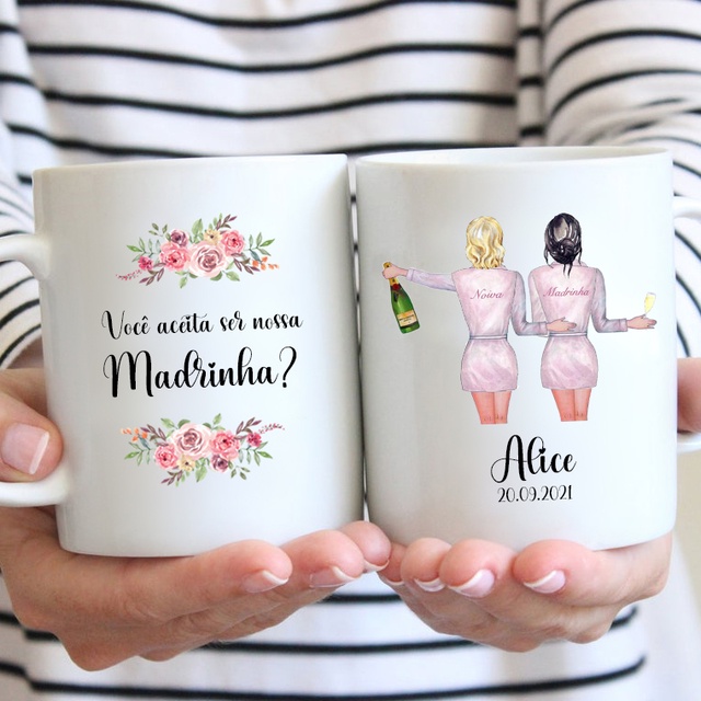 Caneca Personalizada Convite Madrinhas De Casamento Shopee Brasil