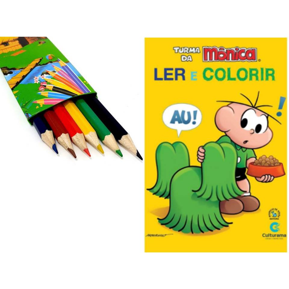 Livro Infantil Turma da Mônica Ler e Colorir 1 caixa de lápis de