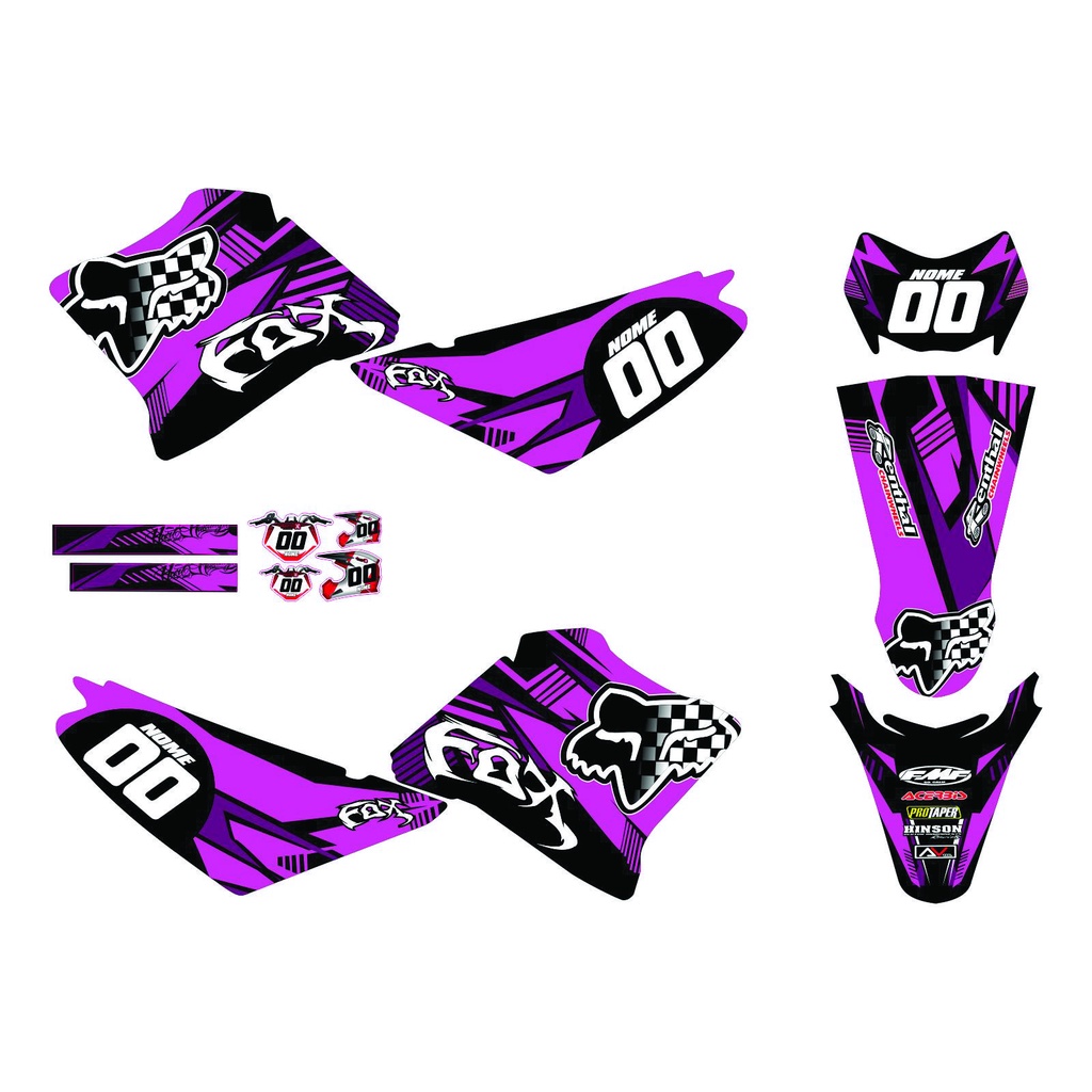 Kit Grafico Adesivos Moto Trilha Yamaha Xtz 125 0 20mm Fox Rosa