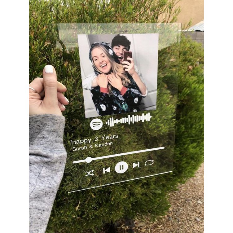 Placa Spotify Personalizada Quadro Interativo Transparente Foto