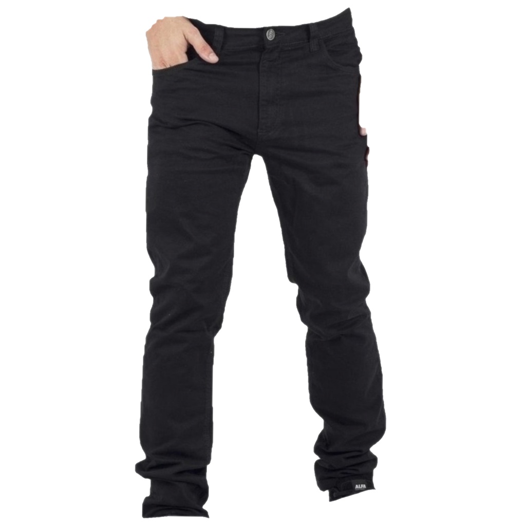 Cal As Masculina Sarja Jeans Slim Fit Lycra Elastano Preta Escorrega