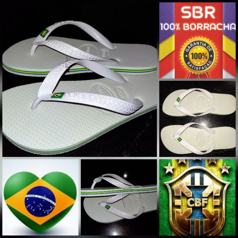 Havaianas Bandeira Do Brasil Branca Filete Brasil Chinelo Branco Sola