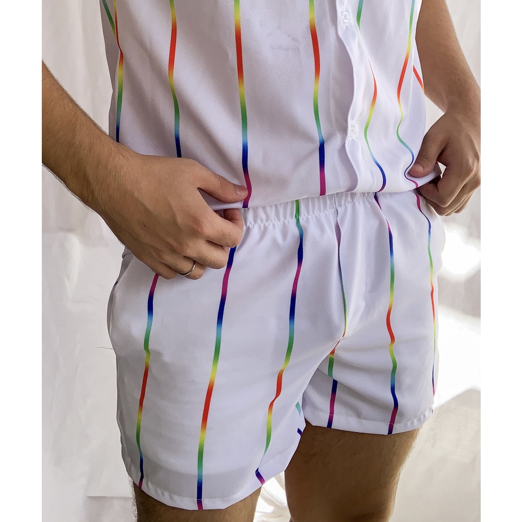 Short Degrade Arcoiris Branco Shopee Brasil