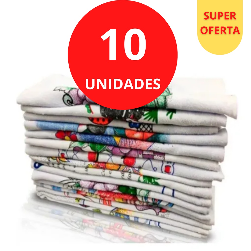 Kit 10 Pano De Prato especial Cozinha Estampado 100 Algodão Bainha