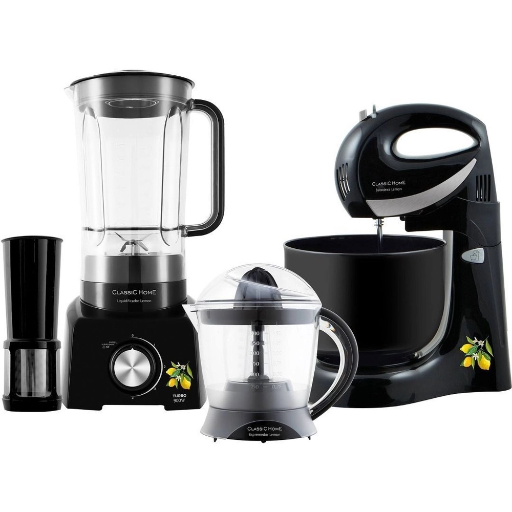 Kit Cozinha Liquidificador 900W Batedeira 4L Espremedor 1 5L Lemon