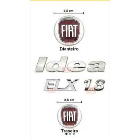 Kit Emblema Fiat Idea Elx 1 8 emblema logo símbolo Fiat Idea Traseiro e