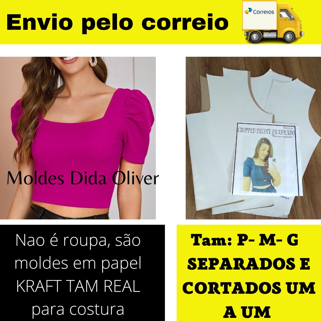 Molde Para Costura Cropped Manga Bufante Shopee Brasil