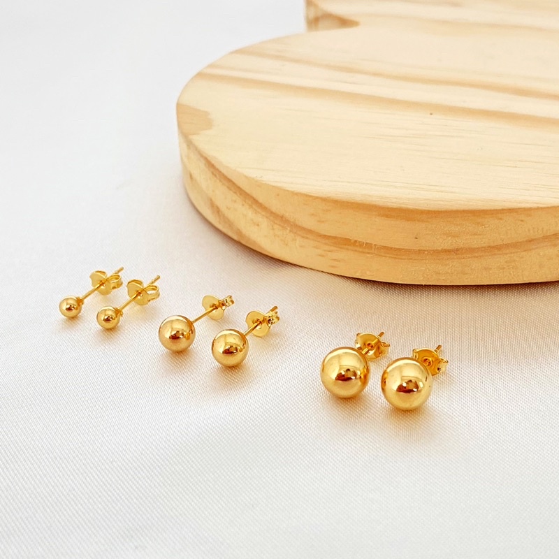 Kit 3 Pares Trio De Brincos Bolinhas Banhado A Ouro 18k Shopee Brasil