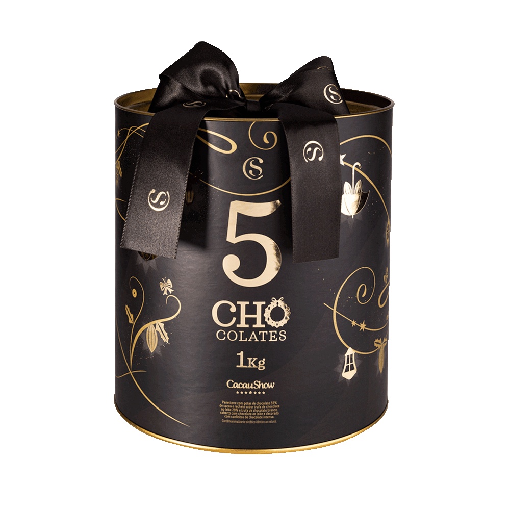 Panettone Chotone Cacau Show Premium 5 Chocolates 1kg Gotas De