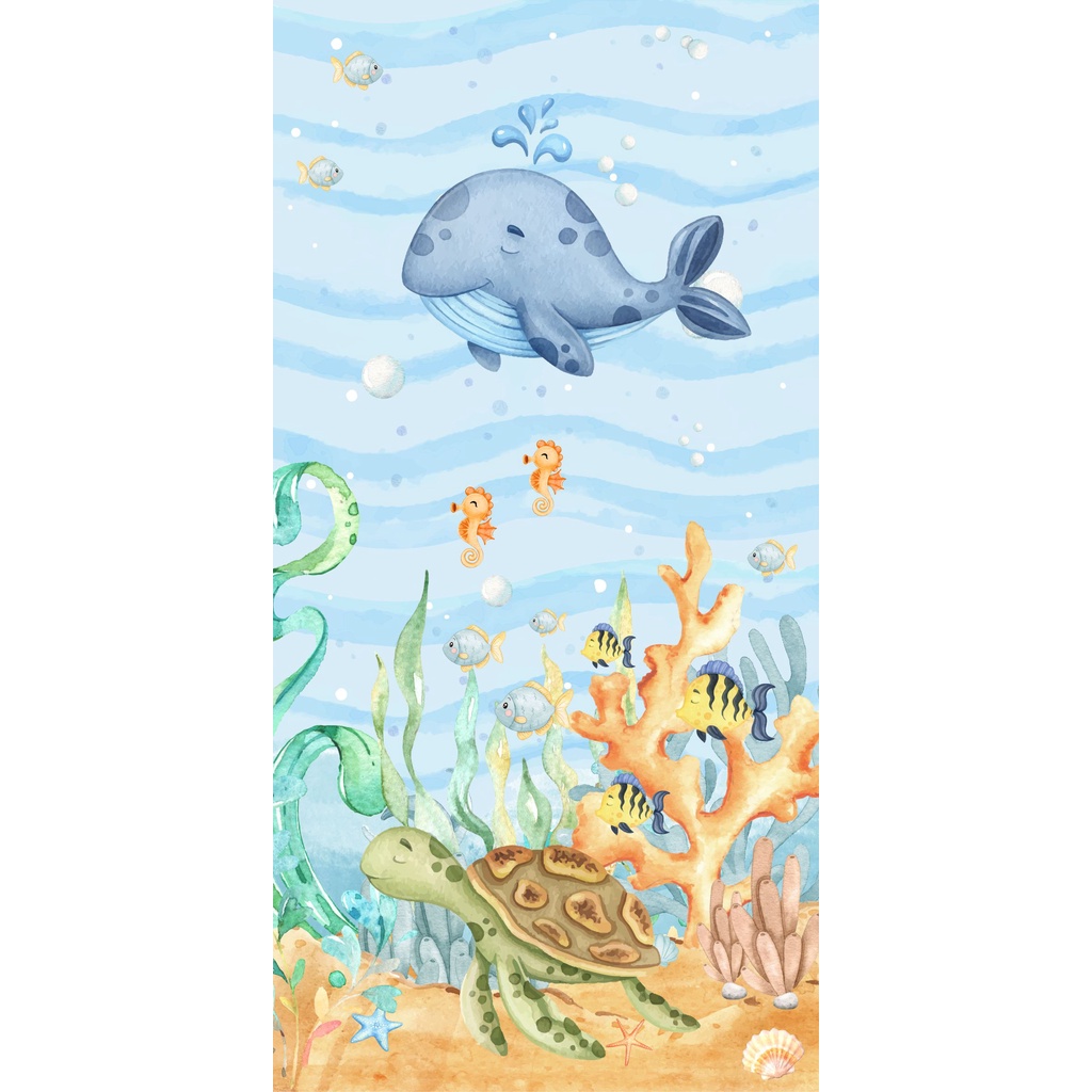 Painel Lateral Em Tecido Sublimado Fundo Do Mar Aquarela Shopee Brasil