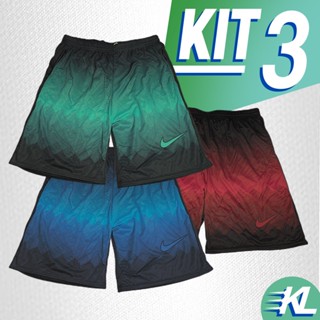 Kit Bermudas Shorts Dry Fit Academia Futebol Colorida Bolso