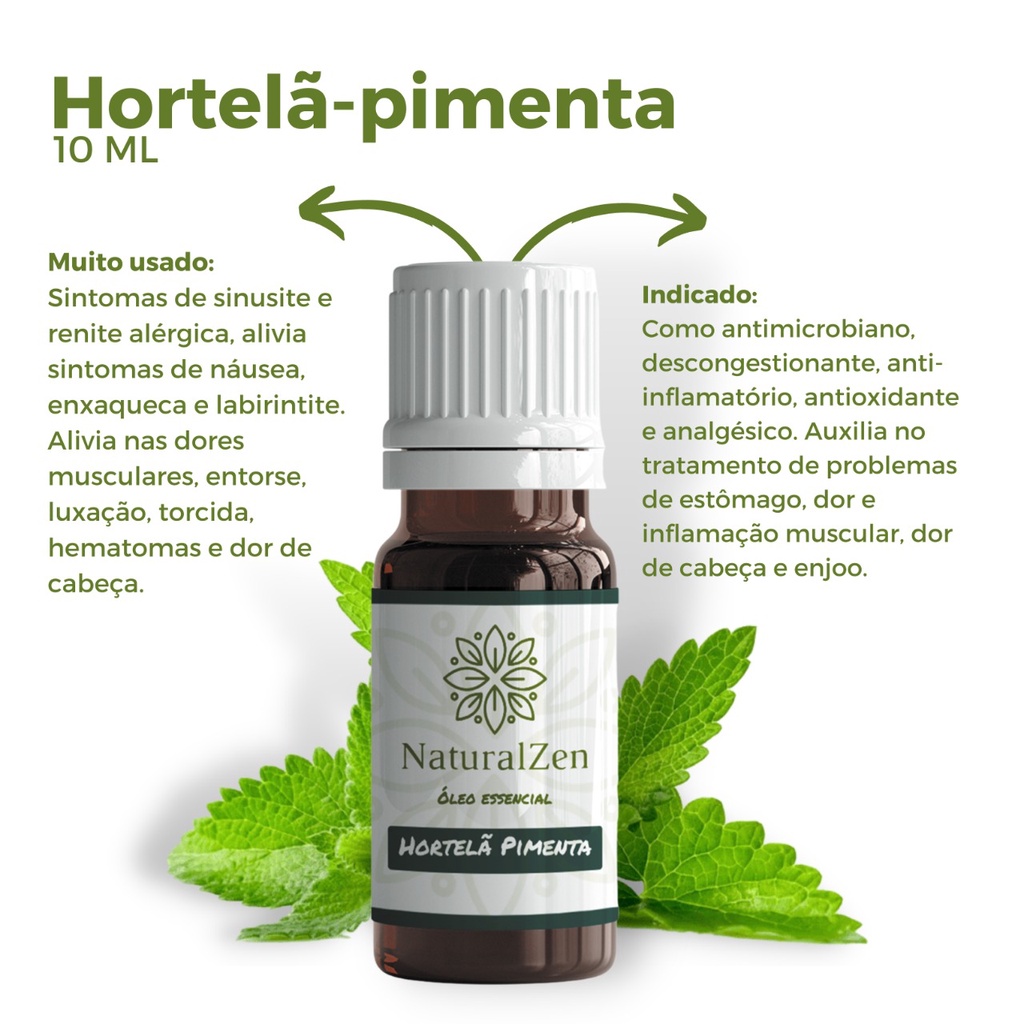 Óleo Essencial Naturalzen Hortelã Pimenta 100 Puro Aromaterapia 10ml