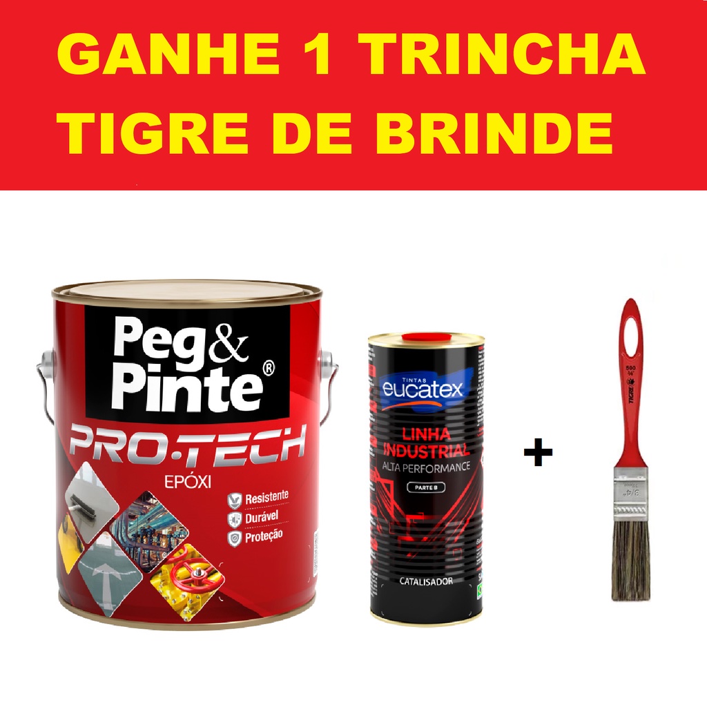 Kit Epóxi Catalisável PRO TECH Peg Pinte Cinza Azul e Preto Eucatex