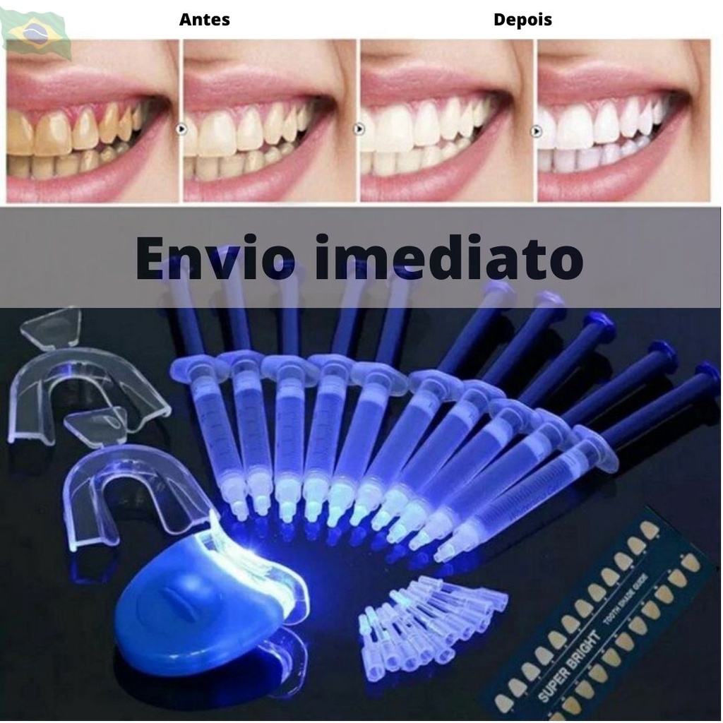 Kit Clareamento Dental 44 10 Seringas Led Moldeira Complet