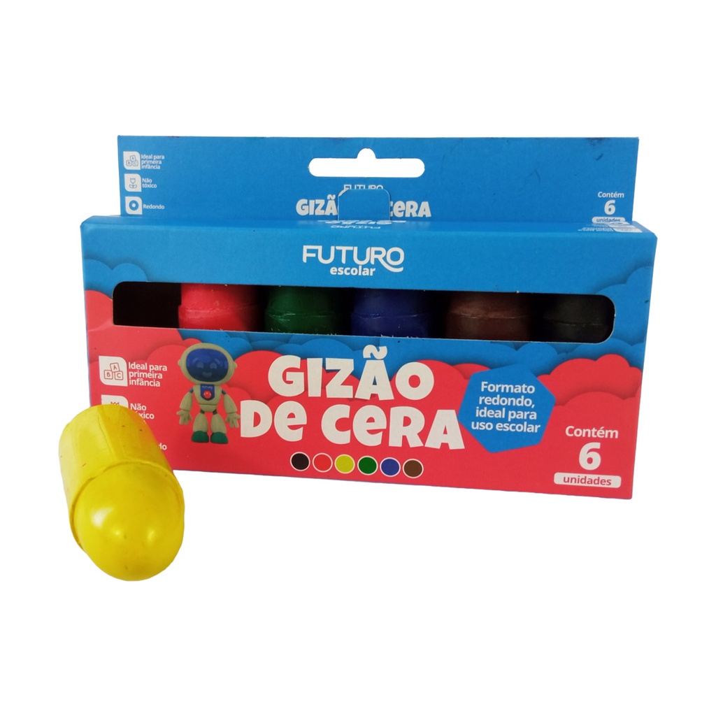 Gizao De Cera Meu Primeiro Giz 06 Cores Big Jumbo Grosso Escolar