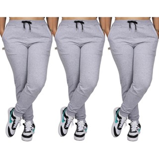 Kit 3 Calça De Moletom Jogger Feminino Academia Treino Casual Flanelada