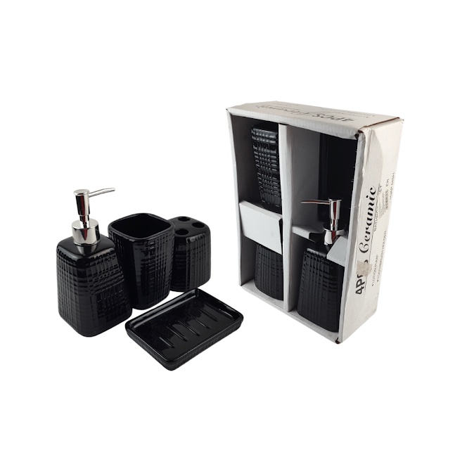 Kit Banheiro Lavabo Conjunto Pe As Cer Mica Porcelana Branco Preto