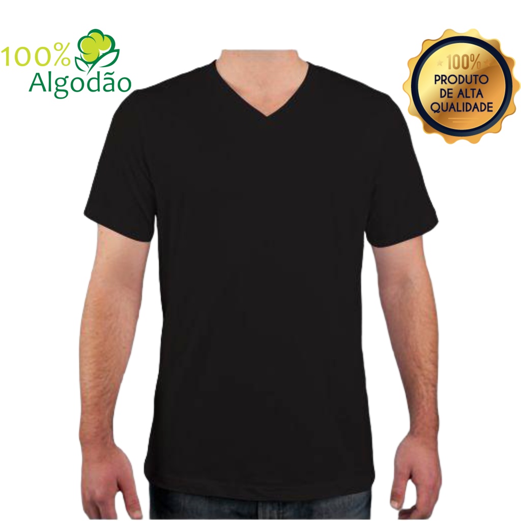 Camiseta Gola V Masculina B Sica Lisa Camisa Algod O Premium