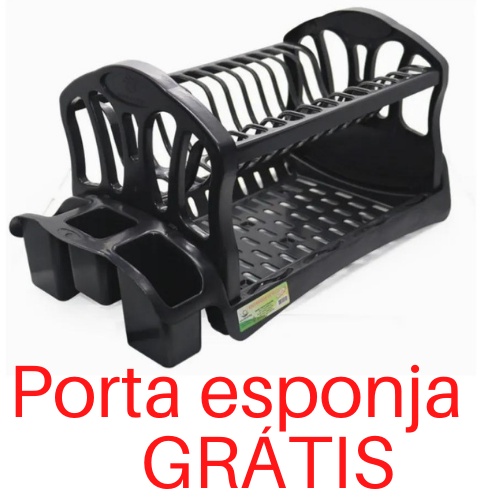 Escorredor De Louça Cozinha Prato Duplo Preto Tiffany Porta Talheres