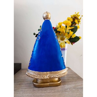 Nossa Senhora Aparecida Bordada Em Dourado E Azul Cm Shopee Brasil