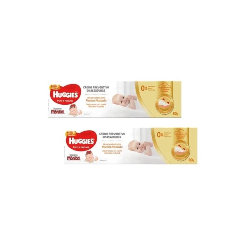 Creme De Assadura Puro E Natural Amarela 80g Kit 2 Pomadas Huggies