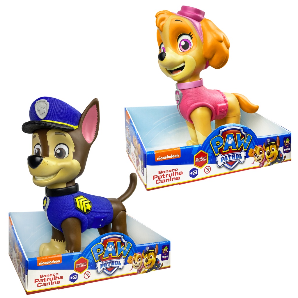 Paw Patrol Boneco Gigante Patrulha Canina Chase Skie Mimo Shopee Brasil