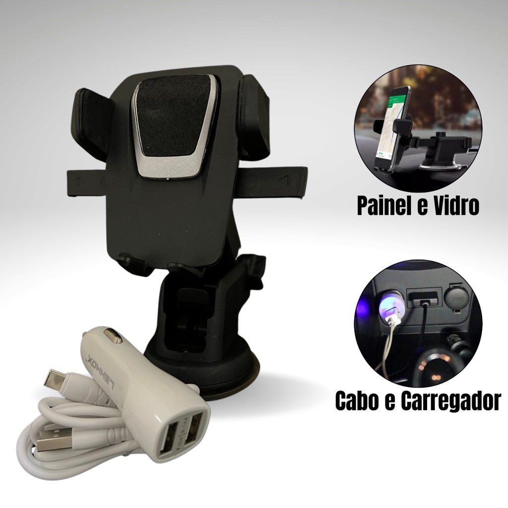 Kit Suporte Veicular Para Celular Universal Ventosa Para Painel E