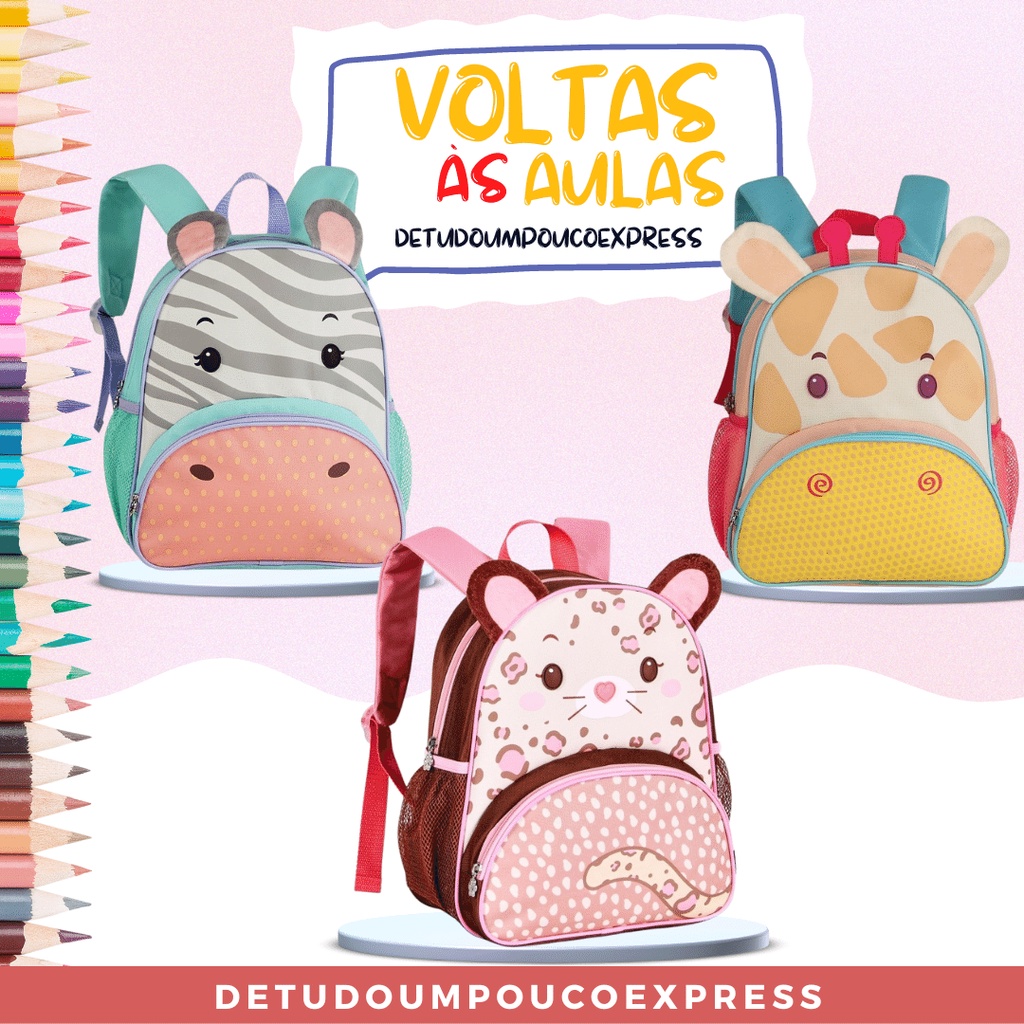 Mochila Infantil Escolar Passeio Costas Varios Temas Shopee Brasil