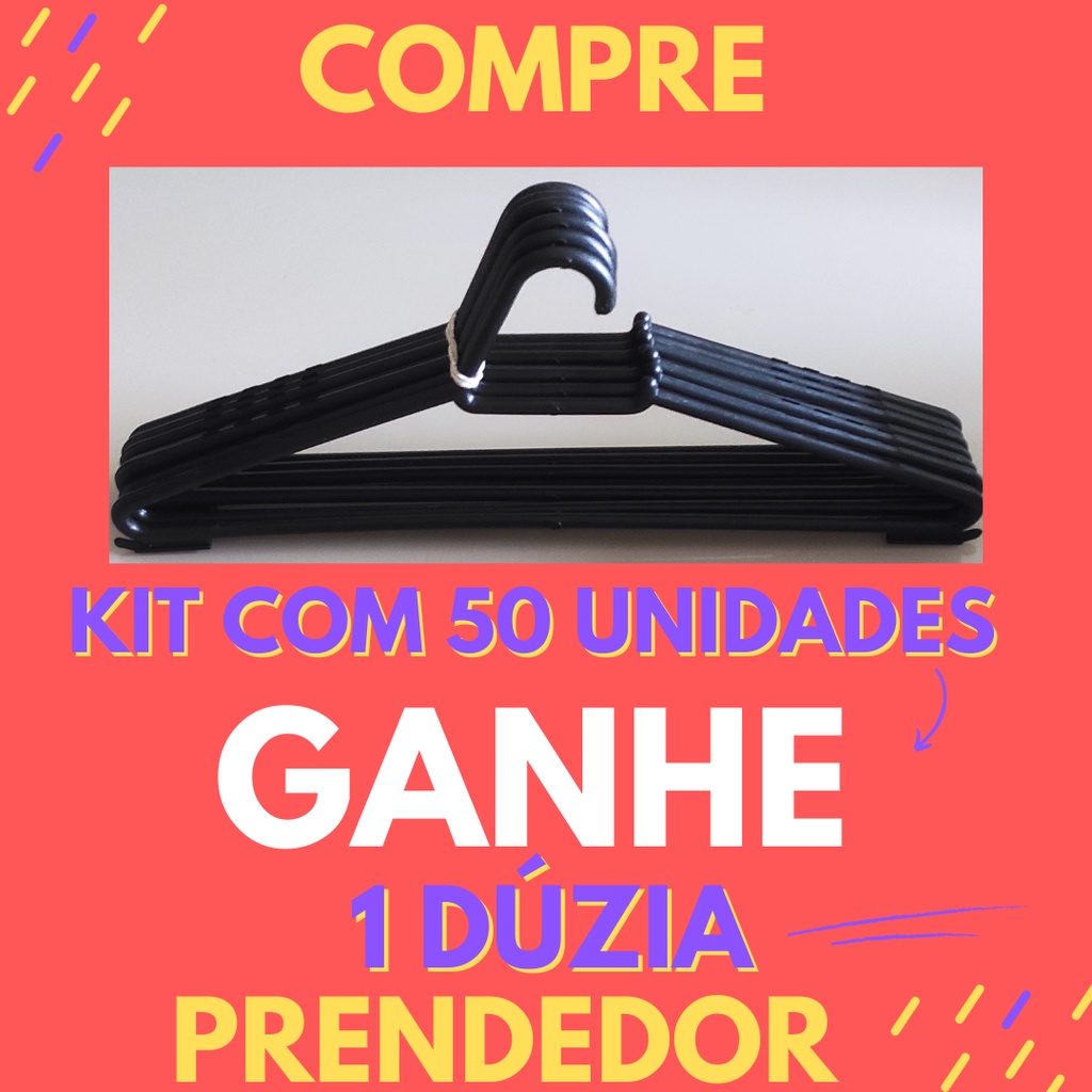 Cabide Adulto Branco Kit 50 Unidades Preço de Atacado V8 PREMIUM