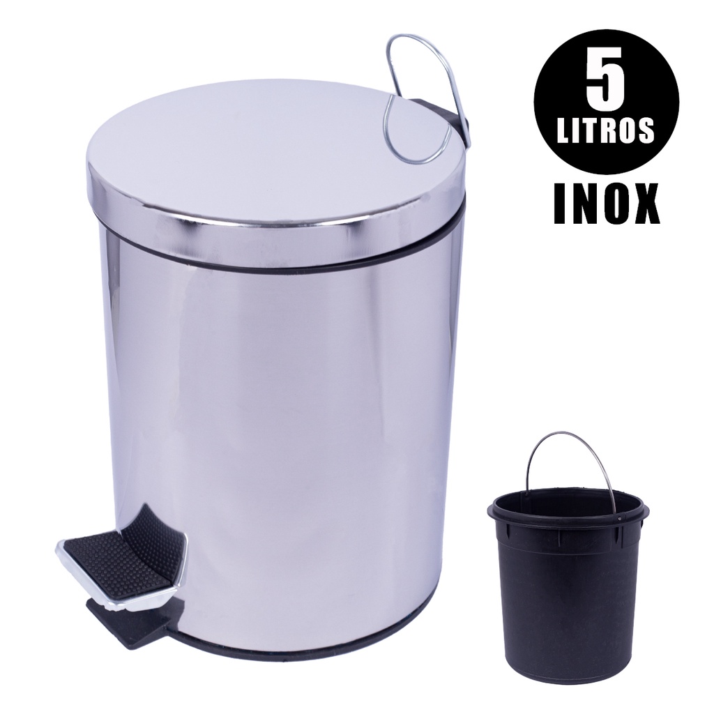 Lixeira Cozinha Banheiro Inox Tampa Pedal Balde Remov Vel Litros