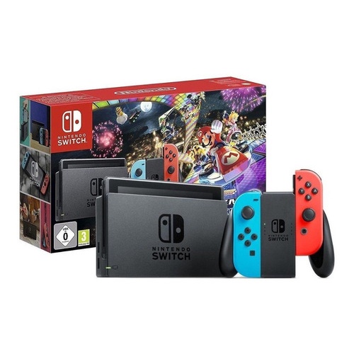 Nintendo Switch 32GB Mario Kart 8 Deluxe cor vermelho néon azul néon e