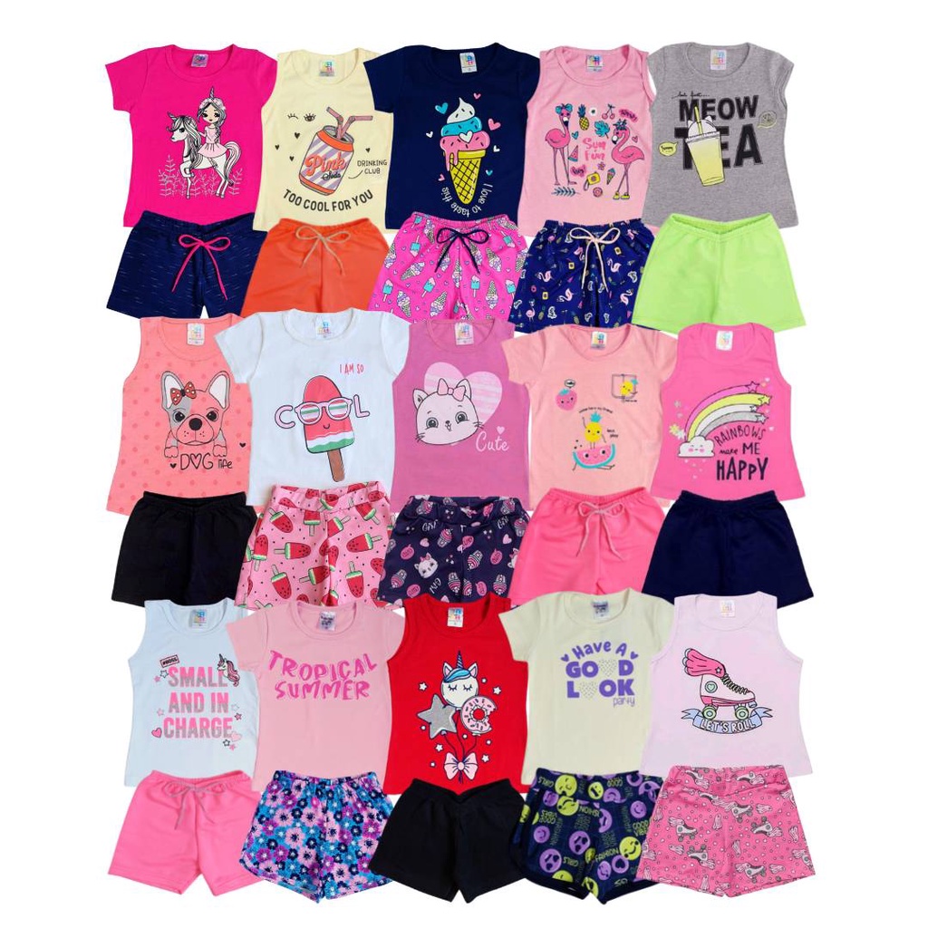 Kit 12 Peças Roupa Infantil Menina Verão Conjunto Criança Feminino