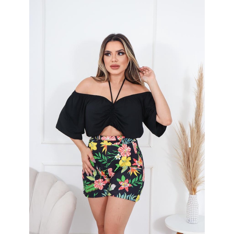 Blusa Cropped Manga Cigana Ciganinha Moda Casual Shopee Brasil