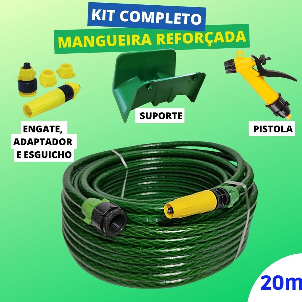 Kit Especial Mangueira De Jardim Refor Ada Metros Suporte E