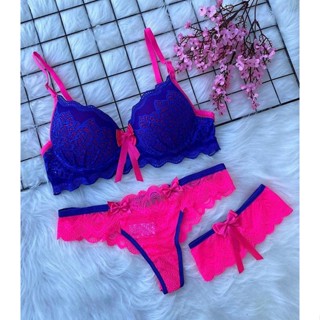 Conjunto De Lingerie Bojo Neon Renda Perneira Shopee Brasil