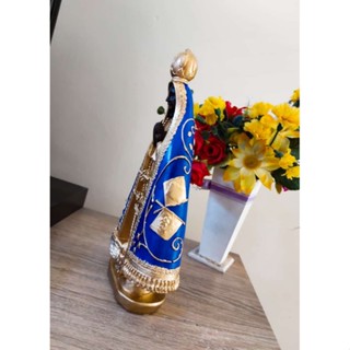 Nossa Senhora Aparecida Bordada Em Dourado E Azul 30cm Shopee Brasil