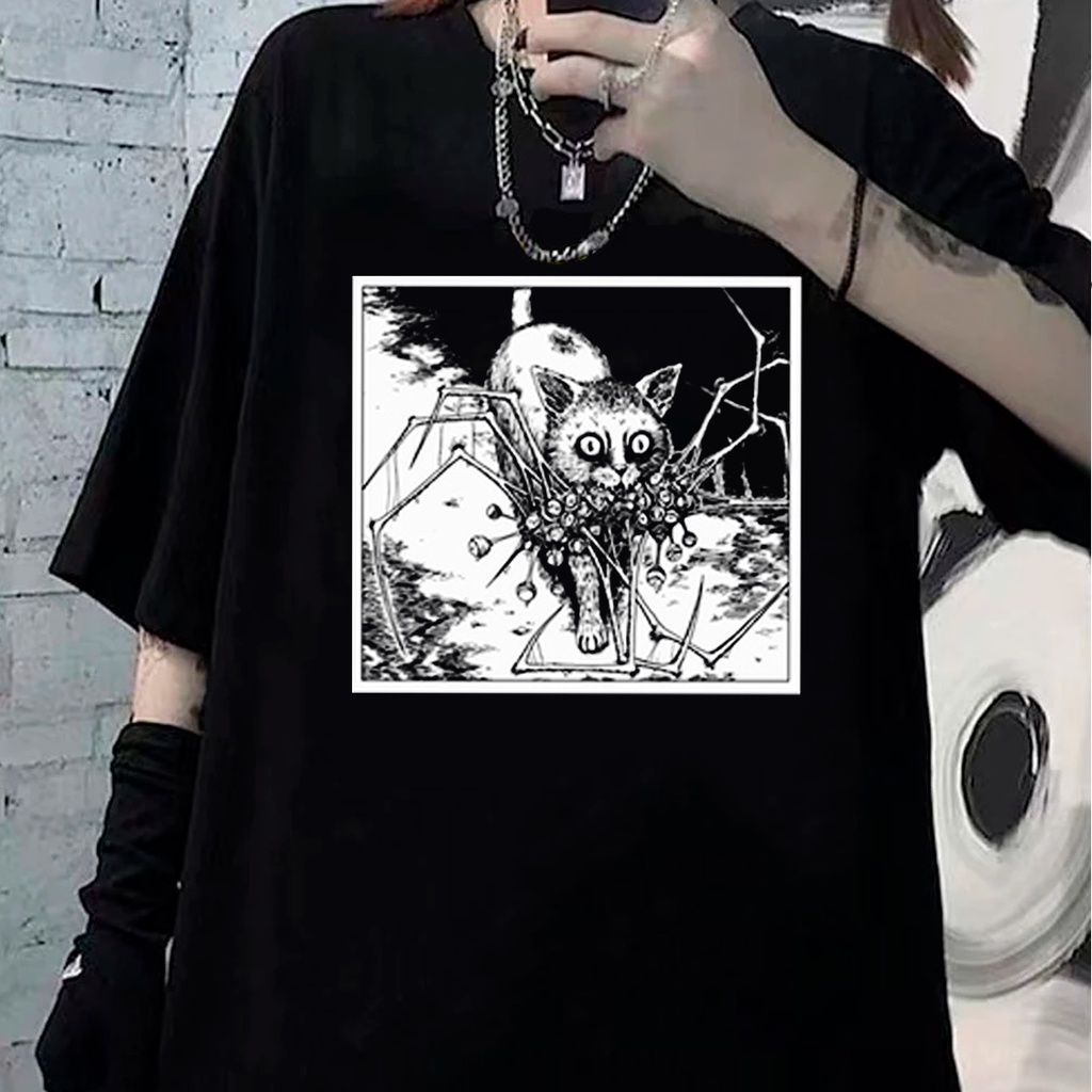 Camiseta Basica Camisa Cat Yon Mu Tomie Gotico Junji Ito Manga Japanese