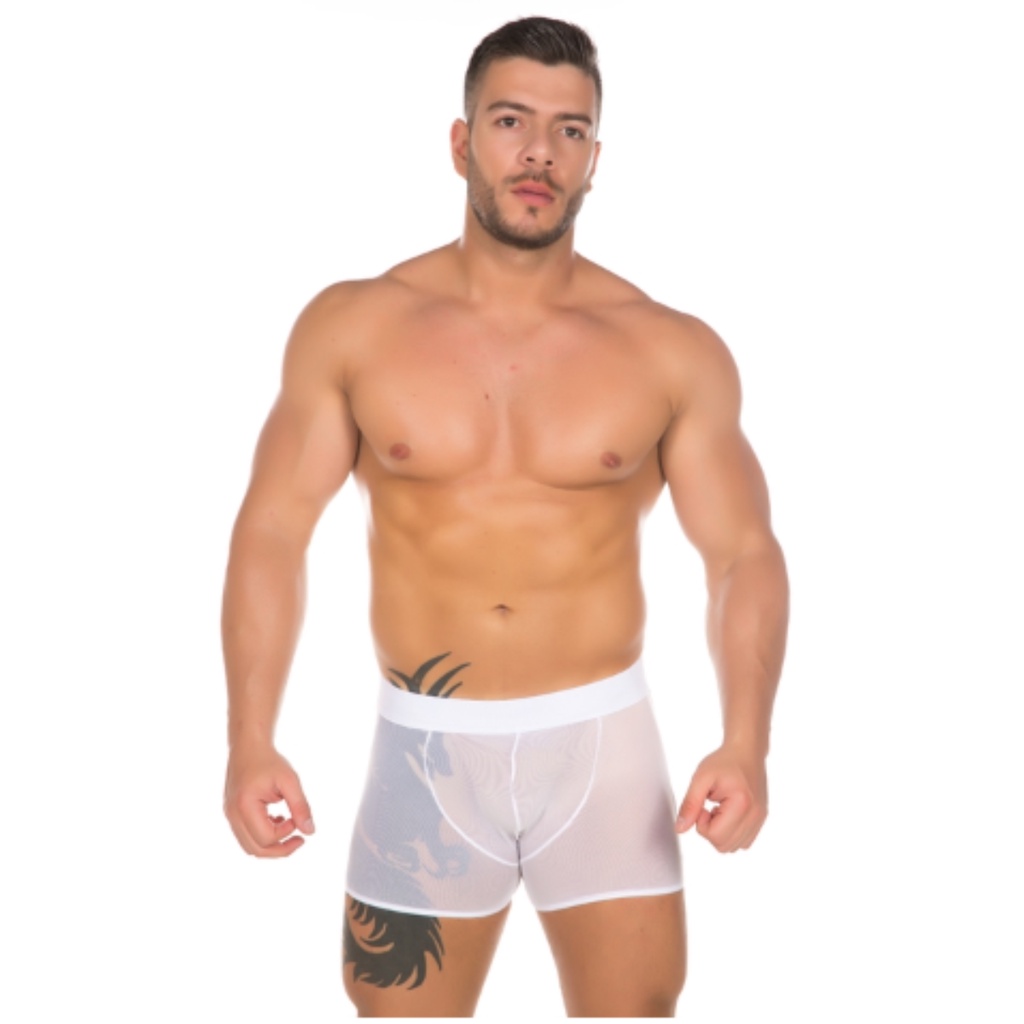 Cueca Boxer Tule Sexy Lingerie Masculina Transparente Shopee Brasil